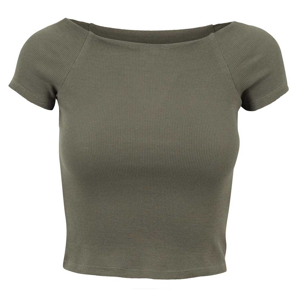 Urban Classics - Off Shoulder Rib Crop top - Grün